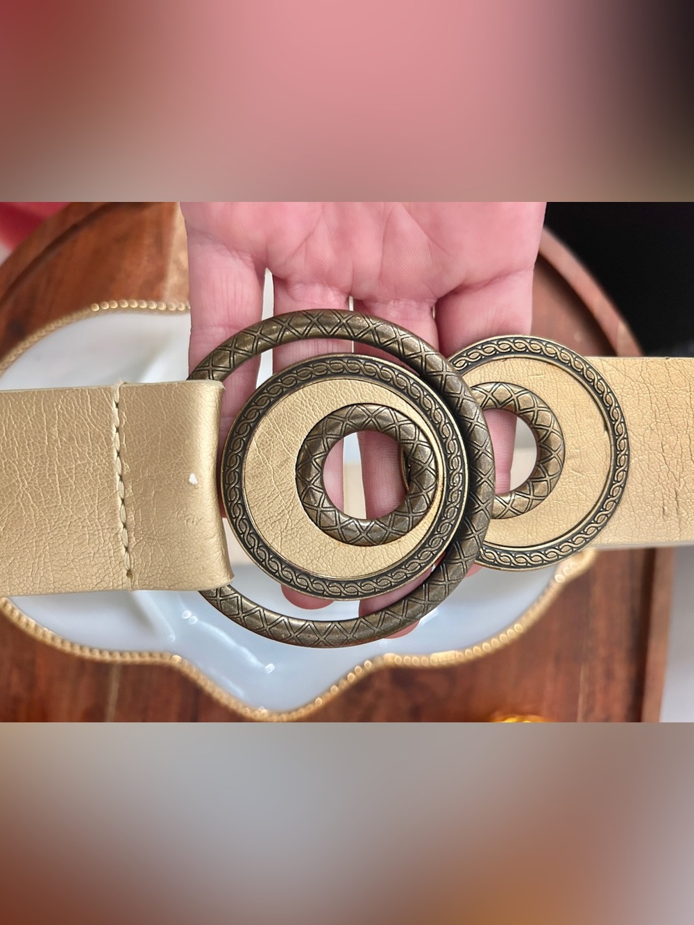 Chico's Metallic Gold Wide Statement Belt